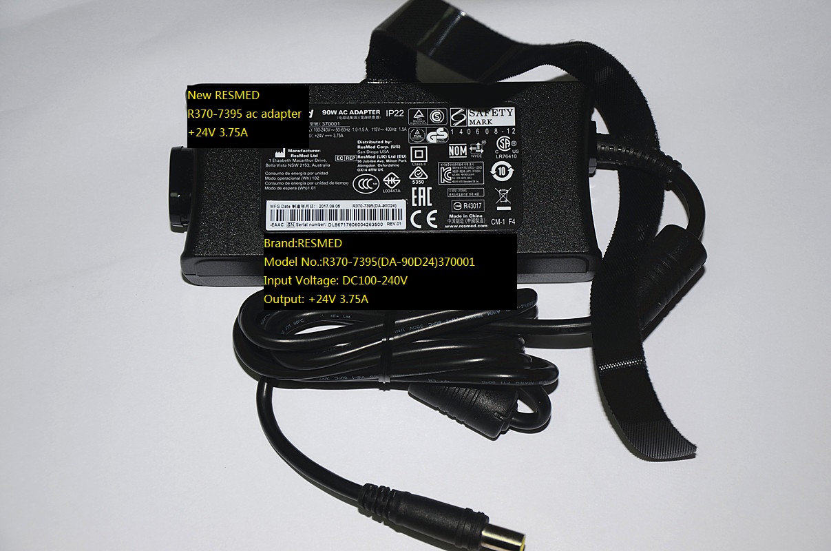 New RESMED R370-7395(DA-90D24)370001 +24V 3.75A AC/DC ADAPTER POWER SUPPLY